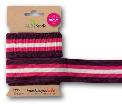 Bio Stripe Me - College Col. 74 - bordeaux/azalea/meringa - Sparkle - Hamburger Liebe